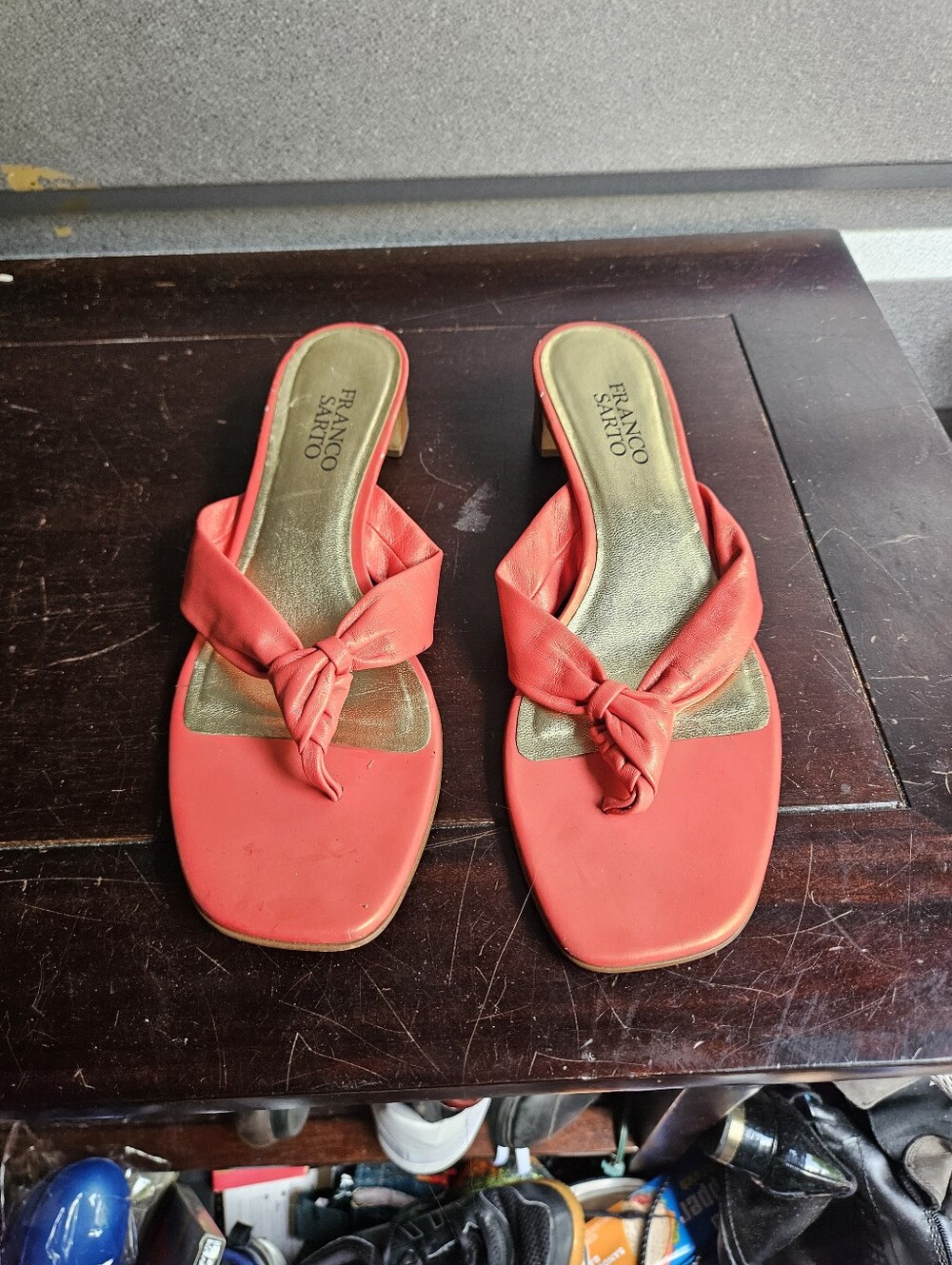 Franco Sarto Wedge Sandals  Pink Leather  Size 8M